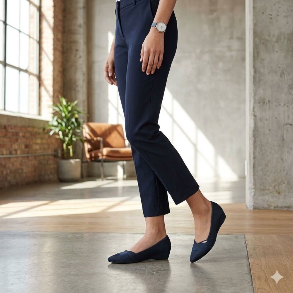 Anne Klein Sport Akarella Flats Womens 7.5M Blue Ballet Slip On Preppy Shoe